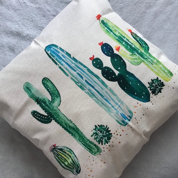 Other - NWOT Succulent Cactus Burlap Boho Pillow Cover